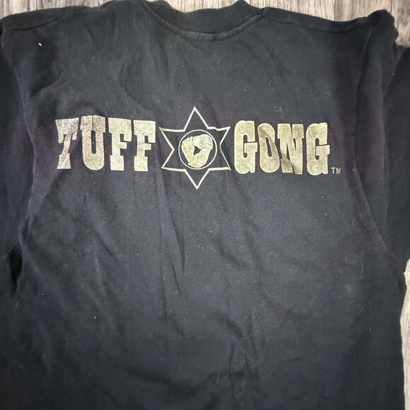 VTG 90s Bob Marley Lions Graphic T-Shirt Tuff Gong Back Black Screen Stars USA L - Picture 11 of 13